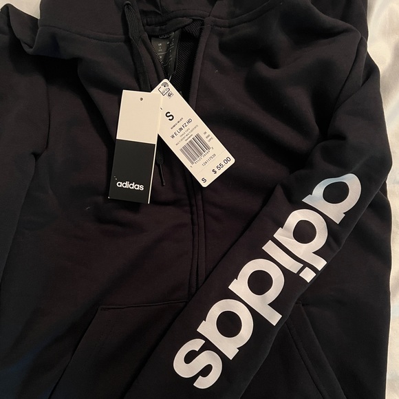 NWT Adidas ESSENTIALS LOGO FULL-ZIP HOODIE - size small - Picture 4 of 4